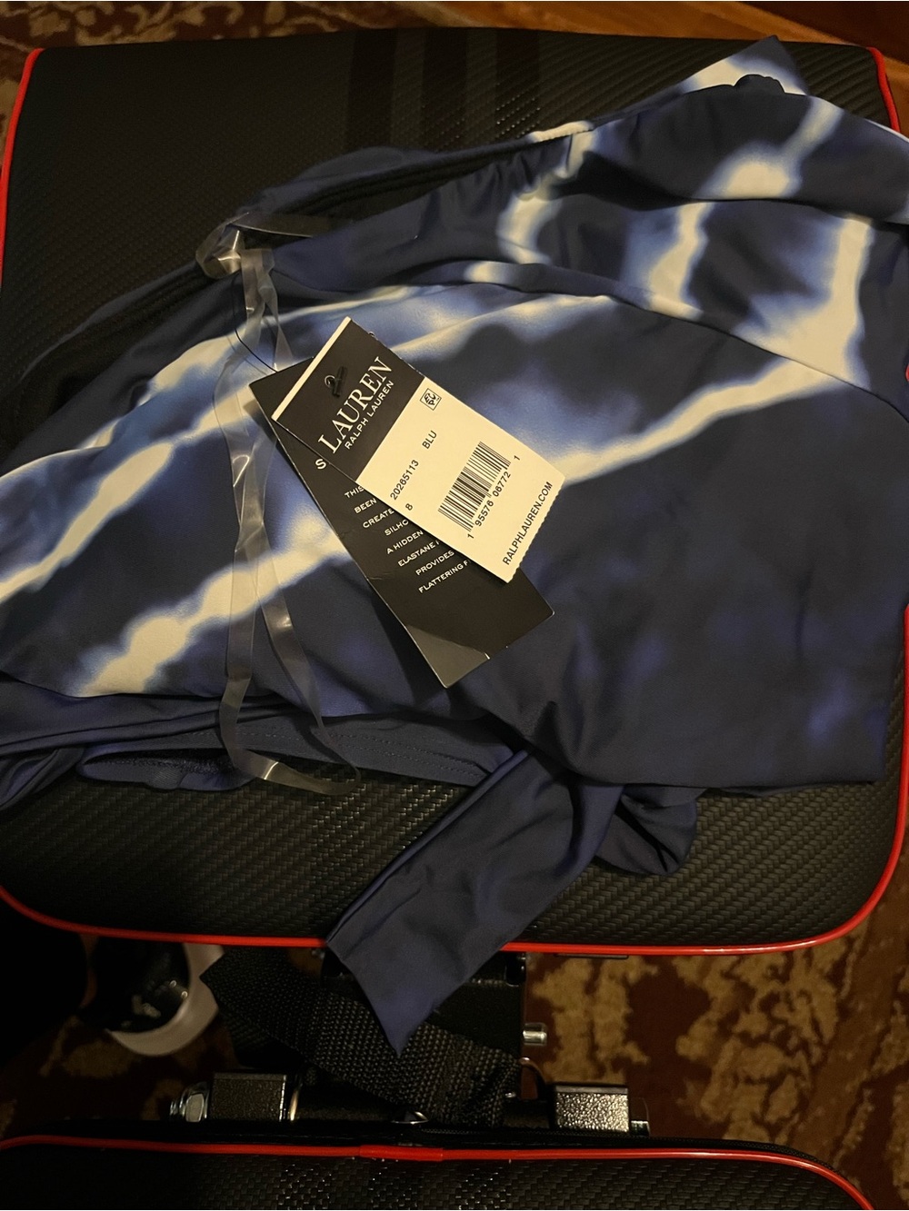Lauren Ralph Lauren Blue and White One-Piece Swimsuit